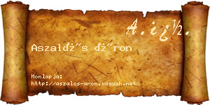 Aszalós Áron névjegykártya