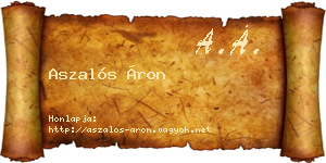 Aszalós Áron névjegykártya