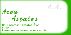 aron aszalos business card